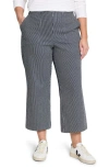 Nic + Zoe Nic+zoe All Day Stripe Crop Wide Leg Pull-on Jeans In Gray