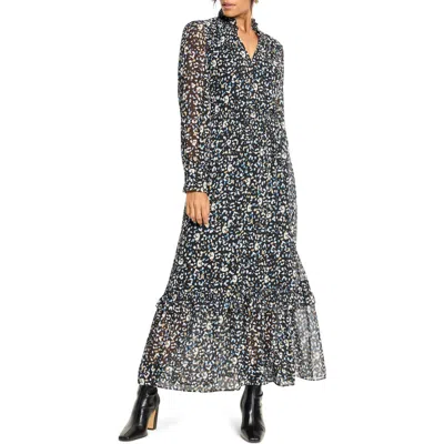 Nic + Zoe Nic+zoe Anabelle Cheetah Print Long Sleeve Dress In Black