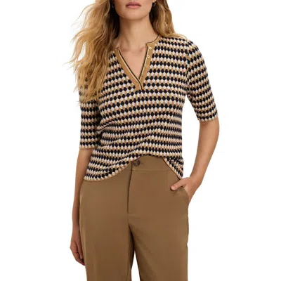 Nic + Zoe Nic+zoe Angled Stretch Cotton Jacquard Sweater In Multi