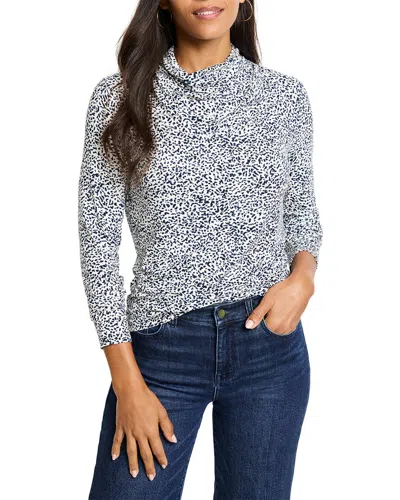 Nic + Zoe Nic+zoe Animal Instinct Draped Neck Long Sleeve Top In Indigo Multi