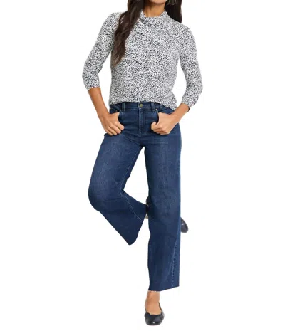 Nic + Zoe Animal Instinct Drape Neck Top In Indigo Multi In Blue