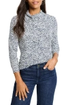 Nic + Zoe Nic+zoe Animal Instinct Draped Neck Long Sleeve Top In Indigo Multi
