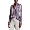Nic + Zoe Nic+zoe Animal Stripe Half Button Shirt In Indigo Multi