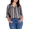 Nic + Zoe Nic+zoe Animal Stripe Button-up Shirt In Neutral Multi