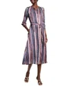 Nic + Zoe Nic+zoe Loren Animal Stripe Long Sleeve Midi Shirtdress