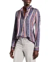 Nic + Zoe Nic+zoe Animal Stripe Half Button Shirt