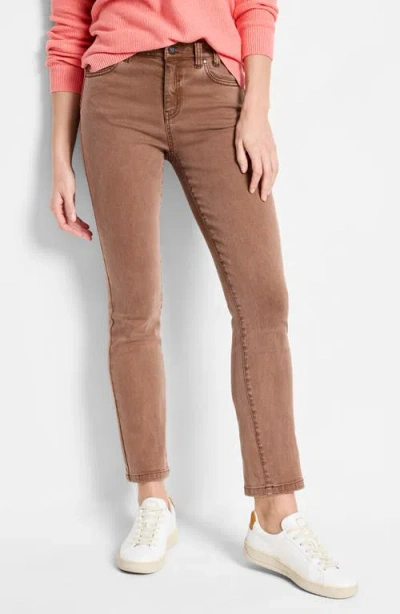 Nic + Zoe Nic+zoe Mid Rise Straight Ankle Jeans In Tandoori In Coffee Bean