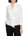 Nic + Zoe Nic+zoe Anniversary Tie Front Shirt In Paper White