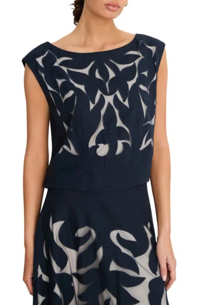 Nic + Zoe Nic+zoe Antibes Mesh Cutout Cambric Cotton Top In Black
