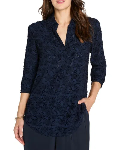 Nic + Zoe Nic+zoe Any Occasion Clipped Jacquard Top In Did-dark Indigo