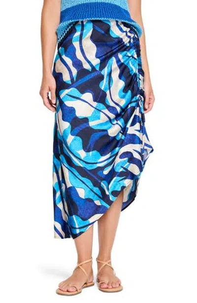 NIC + ZOE NIC+ZOE AQUA SURF ASYMMETRIC SIDE RUCHED SKIRT