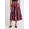 Nic + Zoe Nic+zoe Autumn Leaves Pleated Skirt In Red Multi