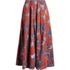 Nic + Zoe Nic+zoe Autumn Leaves Pleated Skirt In Red Multi