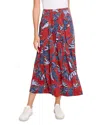 Nic + Zoe Nic+zoe Autumn Leaves Pleated Skirt In Red Multi