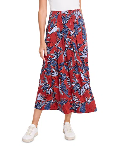 Nic + Zoe Nic+zoe Autumn Leaves Pleated Skirt In Red Multi