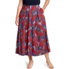Nic + Zoe Nic+zoe Autumn Leaves Pleated Skirt In Red Multi
