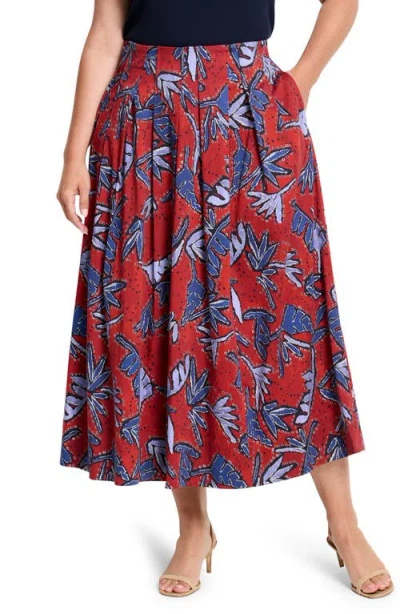 Nic + Zoe Nic+zoe Autumn Leaves Midi Skirt In Red