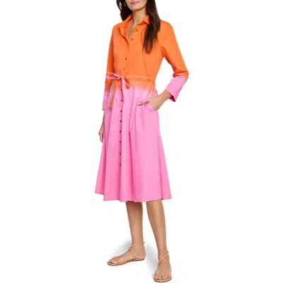 NIC + ZOE NIC+ZOE AYLA LONG SLEEVE OMBRÉ SHIRTDRESS