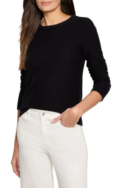 Nic + Zoe Nic+zoe Baby Garter Crewneck Sweater In Black Onyx
