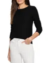 Nic + Zoe Nic+zoe Baby Garter Crewneck Sweater In Black Onyx