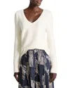 Nic + Zoe Nic+zoe Garter V-neck Cotton Blend Sweater In White
