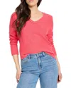 Nic + Zoe Nic+zoe Garter V-neck Cotton Blend Sweater