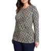 Nic + Zoe Nic+zoe Vintage Batik Draped Long Sleeve Top In Multi