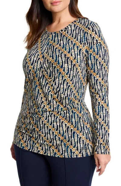 NIC + ZOE NIC+ZOE BATIK PRINT DRAPE JERSEY TOP