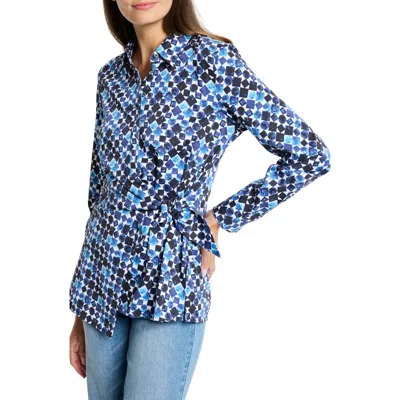 NIC + ZOE NIC+ZOE BAUBLES SIDE TIE STRETCH COTTON SHIRT