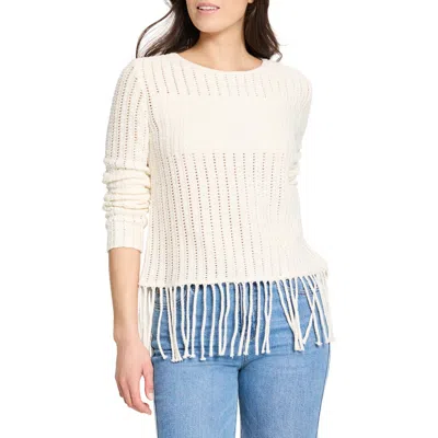 NIC + ZOE NIC+ZOE BEACH WALK OPEN STITCH FRINGE SWEATER