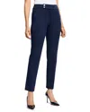 Nic + Zoe Copley Straight Cotton Bi-stretch Extended Tab Dress Pant In Dark Indigo In Dark Indigo