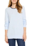 Nic + Zoe Nic+zoe Blanket Stitch Cotton Blend Sweater In Blue Multi