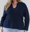Nic + Zoe Nic+zoe Blanket Stitch Getaway Sweater In Blue