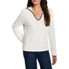 Nic + Zoe Nic+zoe Blanket Stitch Getaway Sweater In Classic Cream