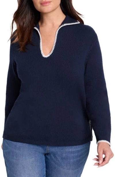 NIC + ZOE NIC+ZOE BLANKET STITCH GETAWAY SWEATER