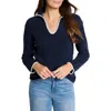 Nic + Zoe Nic+zoe Blanket Stitch Getaway Sweater In Dark Indigo