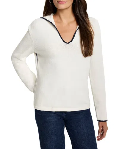 Nic + Zoe Nic+zoe Blanket Stitch Getaway Sweater In Classic Cream