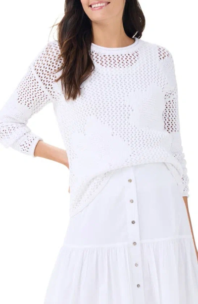 Nic + Zoe Bloom Open Stitch Sweater In Paper White