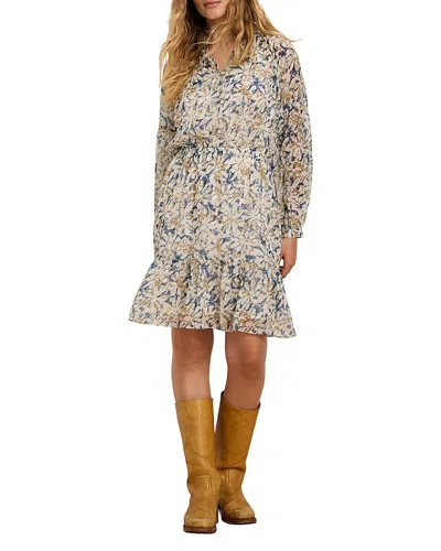 Nic + Zoe Nic+zoe Bloomsbury Long Sleeve Chiffon Dress In Multi