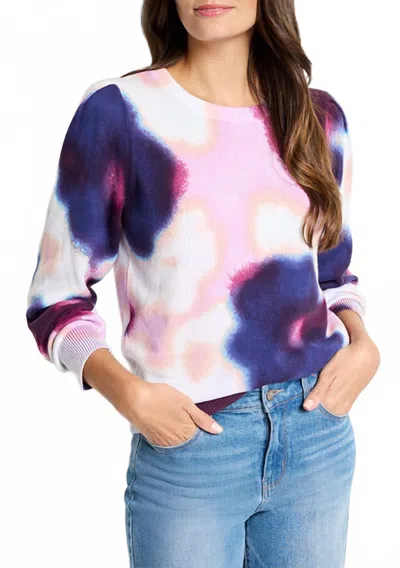 Nic + Zoe Blossom Blue Sweater In Purple Multi
