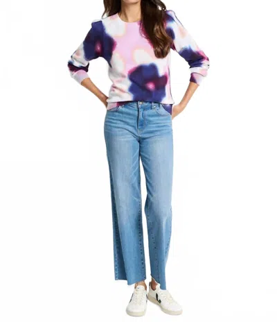Nic + Zoe Blossom Blur Sweater In Purple Multi