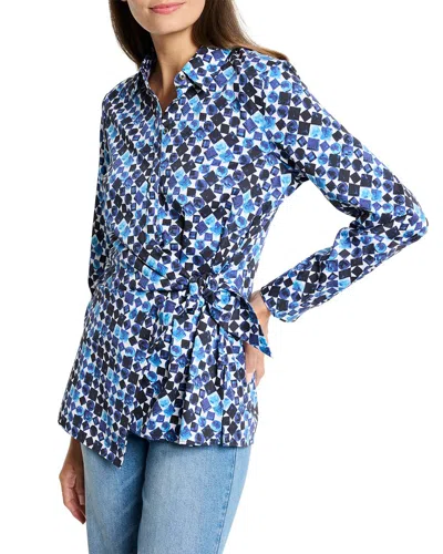 NIC + ZOE NIC + ZOE BLUE BAUBLES SIDE TIE SHIRT