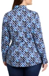 Nic + Zoe Nic+zoe Blue Baubles Wrap Detail Stretch Cotton Button-up Shirt In Blue Multi