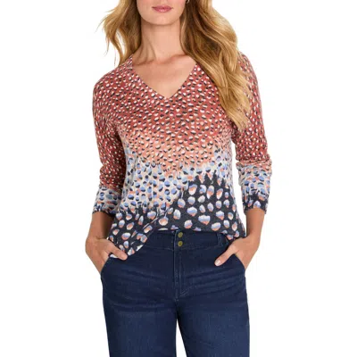 Nic + Zoe Blue Dahlia Sweater In Brown