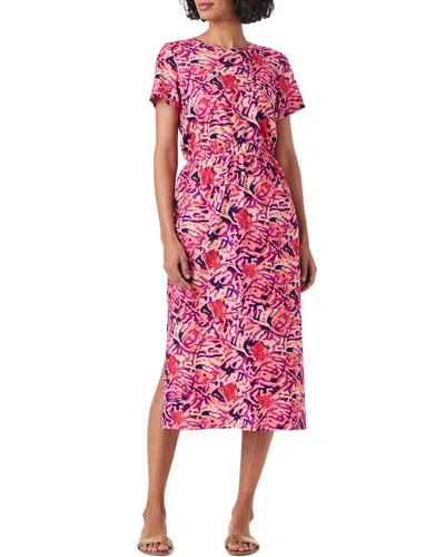 Nic + Zoe Nic+zoe Blurred Floral Ss Side Slit Midi Dress In Multi
