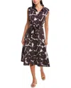 Nic + Zoe Bold Petals Sleeveless Button-up Shirtdress In Brown