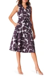 Nic + Zoe Bold Petals Sleeveless Button-up Shirtdress In Black Multi