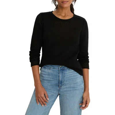 Nic + Zoe Nic+zoe Breezeway Open Knit Cotton Blend Sweater In Black
