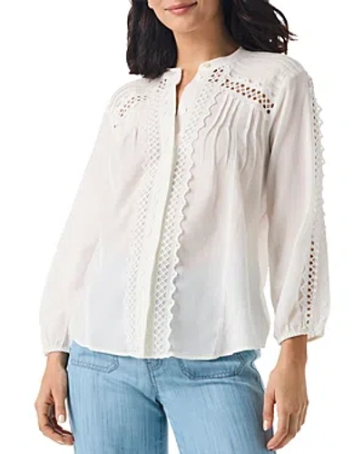 Nic + Zoe Breezy Clouds Embellished Top In Classic Cream