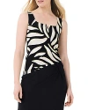 Nic + Zoe Breezy Leaves Notched Neck Shell In Black Multi